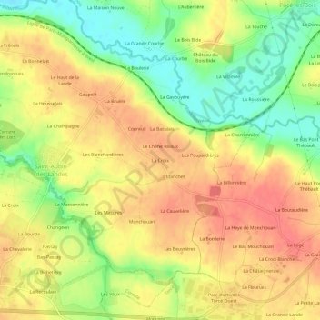 Mapa topográfico La Croix, altitud, relieve