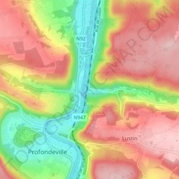 Mapa topográfico Tailfer, altitud, relieve