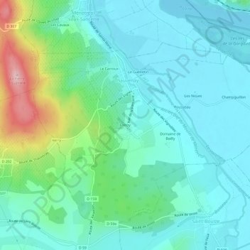 Mapa topográfico Fretoy, altitud, relieve