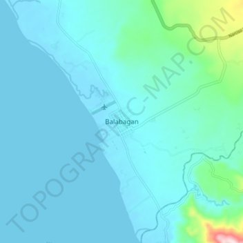 Mapa topográfico Balabagan, altitud, relieve