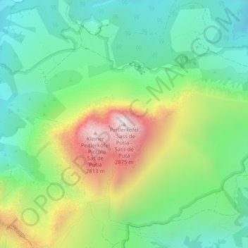 Mapa topográfico Peitlerkofel, altitud, relieve