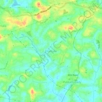 Mapa topográfico Edathala, altitud, relieve