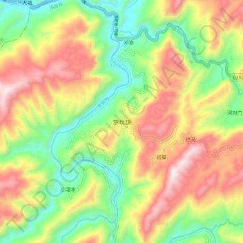 Mapa topográfico 罗坎镇, altitud, relieve