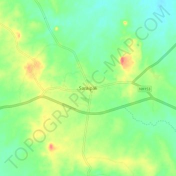 Mapa topográfico Saraipali, altitud, relieve