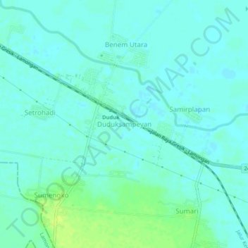 Mapa topográfico Duduksampeyan, altitud, relieve