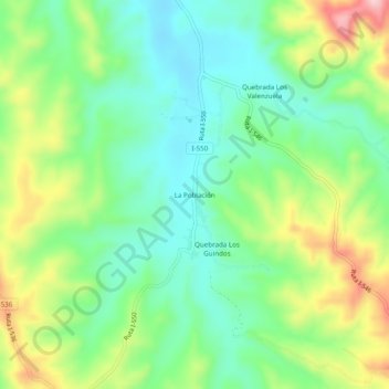 Mapa topográfico La Población, altitud, relieve