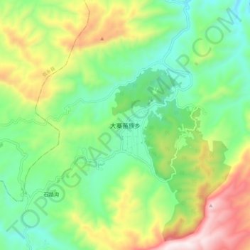 Mapa topográfico 大寨苗族乡, altitud, relieve