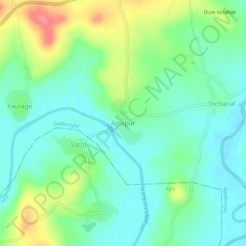 Mapa topográfico Ainapur, altitud, relieve