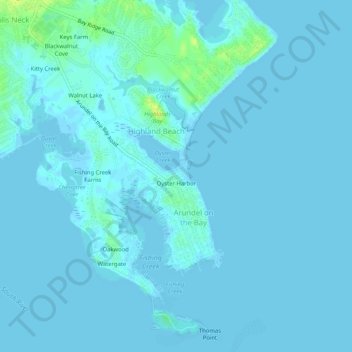 Mapa topográfico Venice Beach, altitud, relieve