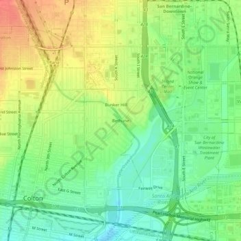 Mapa topográfico Bethune, altitud, relieve