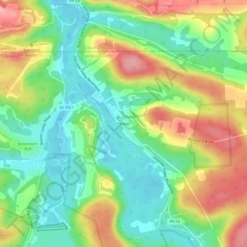 Mapa topográfico Flinton, altitud, relieve