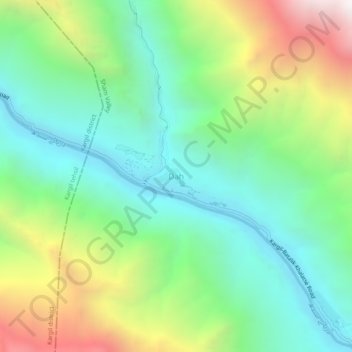 Mapa topográfico Dah, altitud, relieve