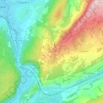 Mapa topográfico Les Jantets, altitud, relieve