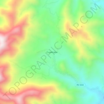 Mapa topográfico Cuyamapa, altitud, relieve