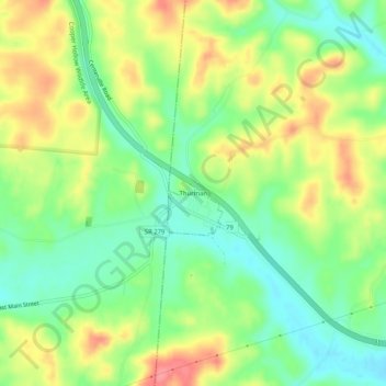 Mapa topográfico Thurman, altitud, relieve