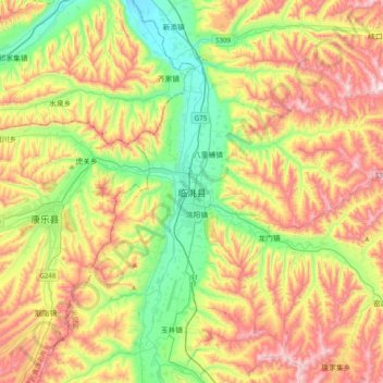 Mapa topográfico 临洮县, altitud, relieve