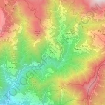 Mapa topográfico Perlezzi, altitud, relieve