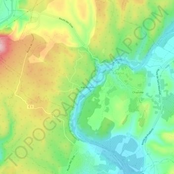Mapa topográfico Viel Audon, altitud, relieve