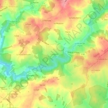 Mapa topográfico Chaufaille, altitud, relieve