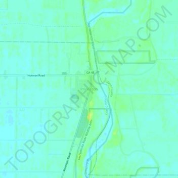 Mapa topográfico Princeton, altitud, relieve