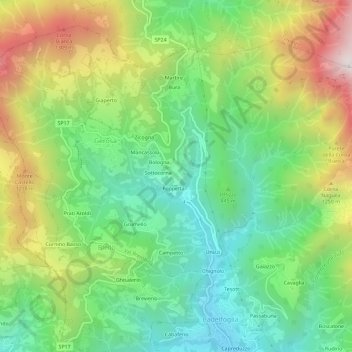 Mapa topográfico Foppetta, altitud, relieve