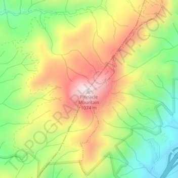 Mapa topográfico Buffalo Mountain, altitud, relieve