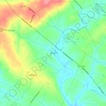 Mapa topográfico Bergey, altitud, relieve