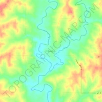 Mapa topográfico Brooklyn, altitud, relieve