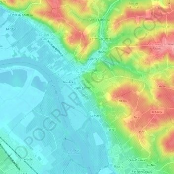 Mapa topográfico Font Darlan, altitud, relieve