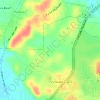 Mapa topográfico Harper Number One Dam, altitud, relieve