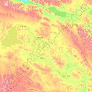 Mapa topográfico 玛多县, altitud, relieve