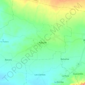 Mapa topográfico Adaure, altitud, relieve