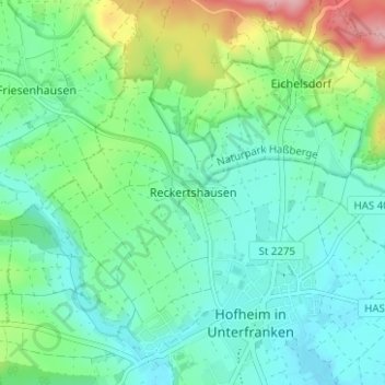 Mapa topográfico Reckertshausen, altitud, relieve