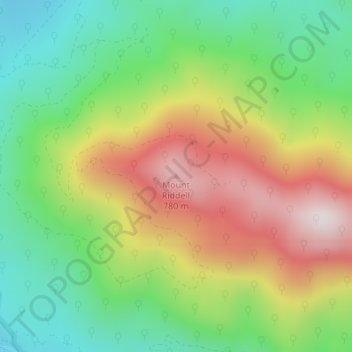 Mapa topográfico Mount Riddell, altitud, relieve