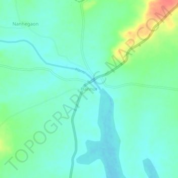 Mapa topográfico Hannur, altitud, relieve