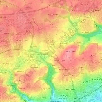 Mapa topográfico Salanguis, altitud, relieve