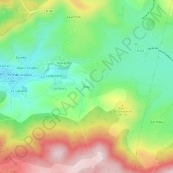 Mapa topográfico Thioys, altitud, relieve
