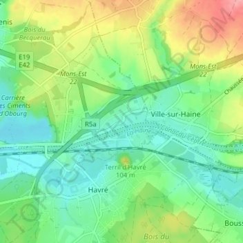 Mapa topográfico Ghislage, altitud, relieve