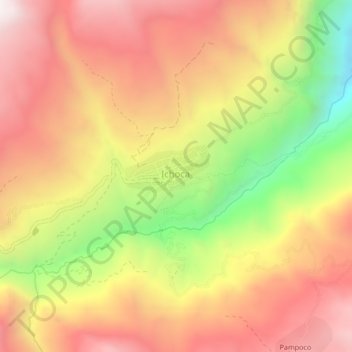 Mapa topográfico Ichoca, altitud, relieve