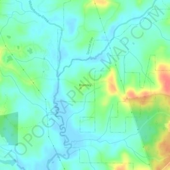 Mapa topográfico Bromley, altitud, relieve