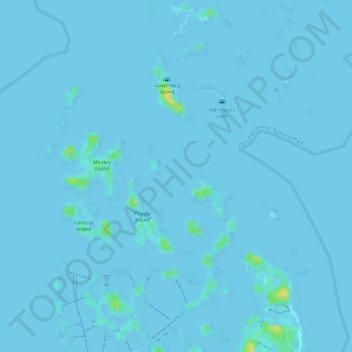 Mapa topográfico Hundred Islands, altitud, relieve
