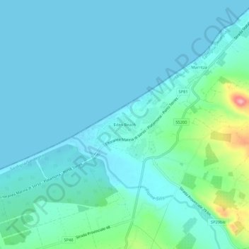 Mapa topográfico Eden Beach, altitud, relieve