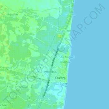 Mapa topográfico Highway, altitud, relieve