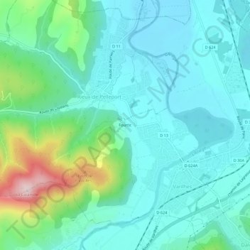Mapa topográfico Fourtic, altitud, relieve