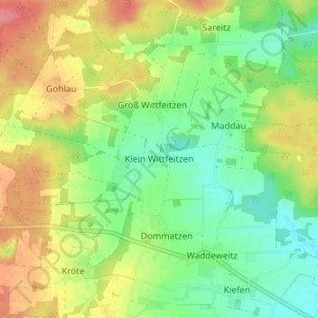 Mapa topográfico Klein Wittfeitzen, altitud, relieve