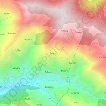 Mapa topográfico Bagna, altitud, relieve