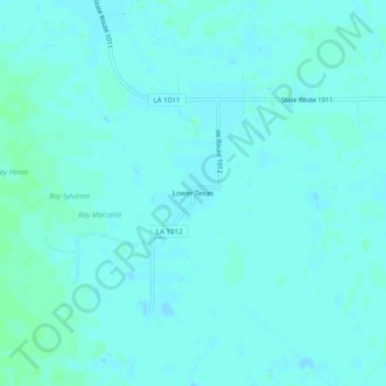 Mapa topográfico Lower Texas, altitud, relieve