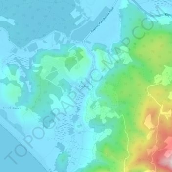 Mapa topográfico Gelemiş, altitud, relieve