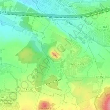 Mapa topográfico Egelsberg, altitud, relieve