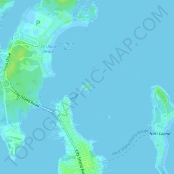 Mapa topográfico WCBS-AM (New York), altitud, relieve